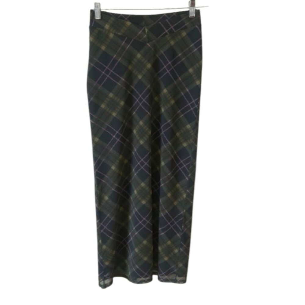 Women Gothic Punk Retro Y2K Stretch Fairy Plaid Maxi Skirt XS Urban Outfitters